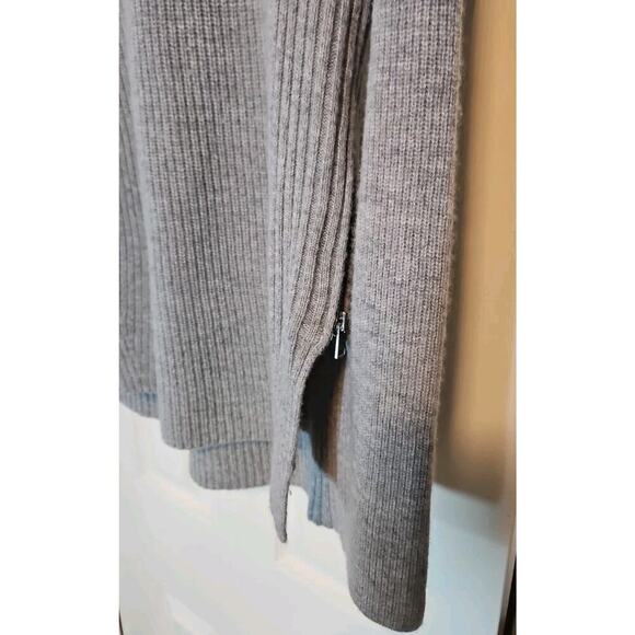 Vince Gray Wool Cashmere Blend Side-Zip Ribbed Turtleneck Sweater Small - Picture 6 of 8
